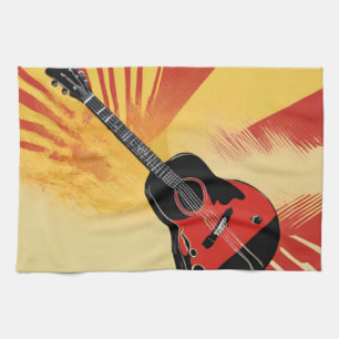 Pop-Art-Gitarrenmalerei-Illustration Vintage Retro Geschirrtuch