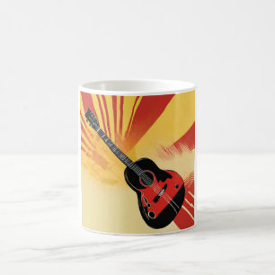 Pop-Art-Gitarrenmalerei-Illustration Vintage Retro Kaffeetasse