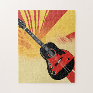 Pop-Art-Gitarrenmalerei-Illustration Vintage Retro Puzzle