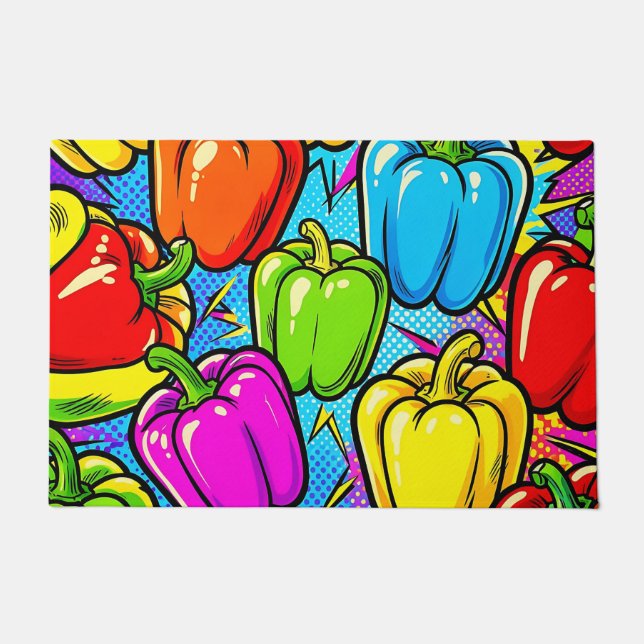 Pop-Art-Glockenpaprika-Muster Fußmatte (Vorderseite)