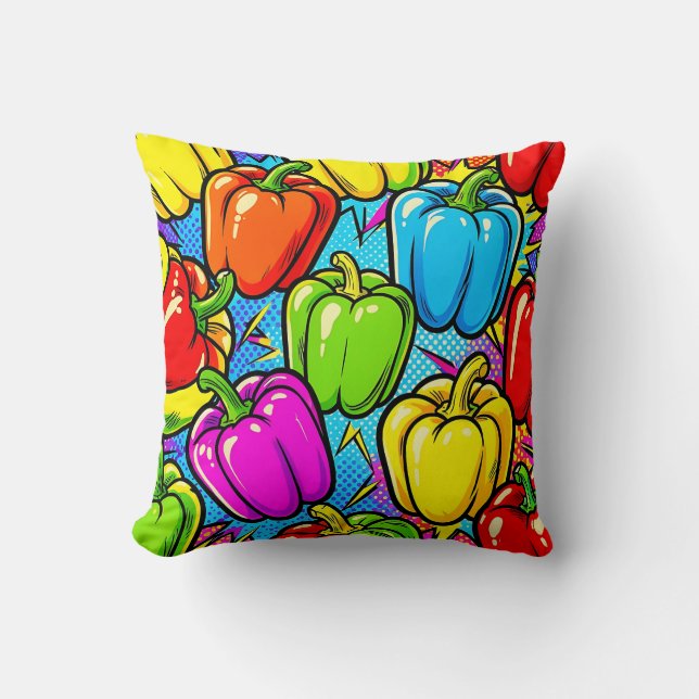Pop-Art-Glockenpaprika-Muster Kissen (Vorderseite)