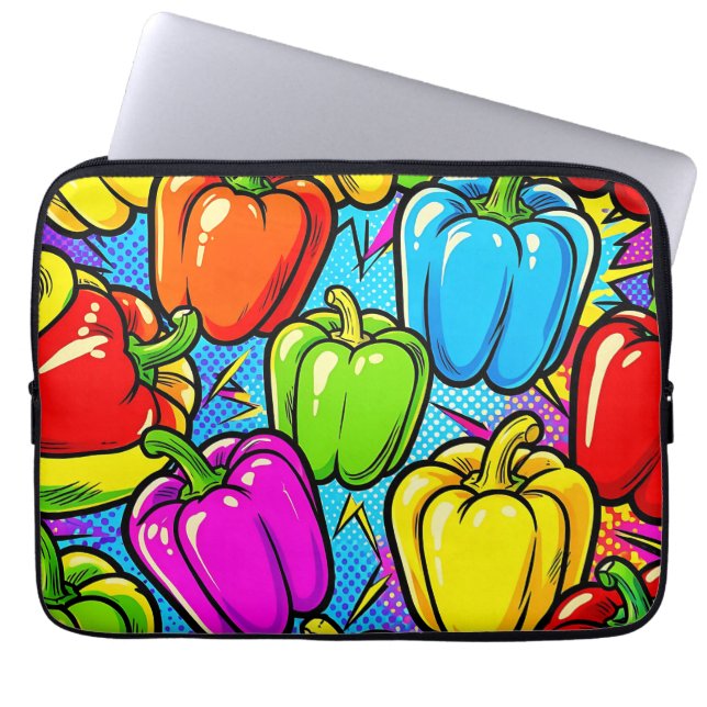 Pop-Art-Glockenpaprika-Muster Laptopschutzhülle (Vorderseite)