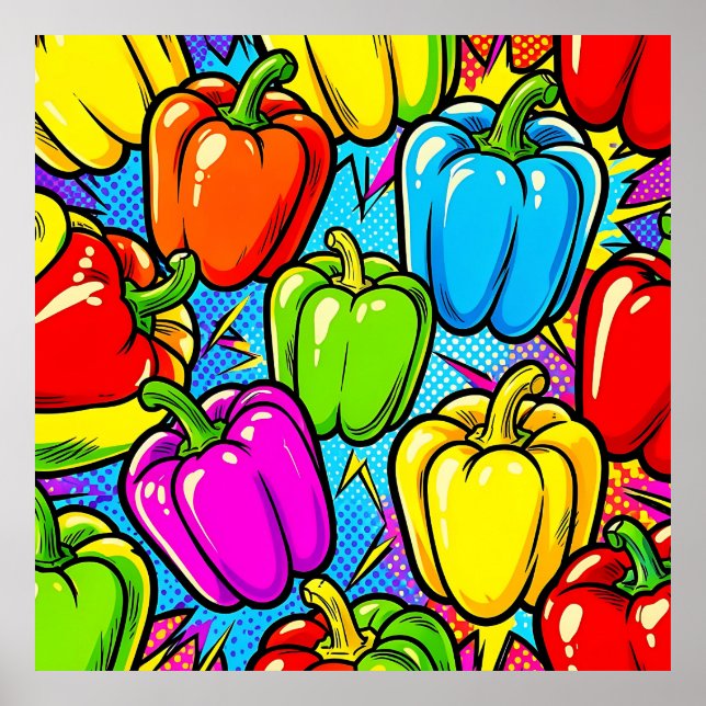 Pop-Art-Glockenpaprika-Muster Poster (Vorne)