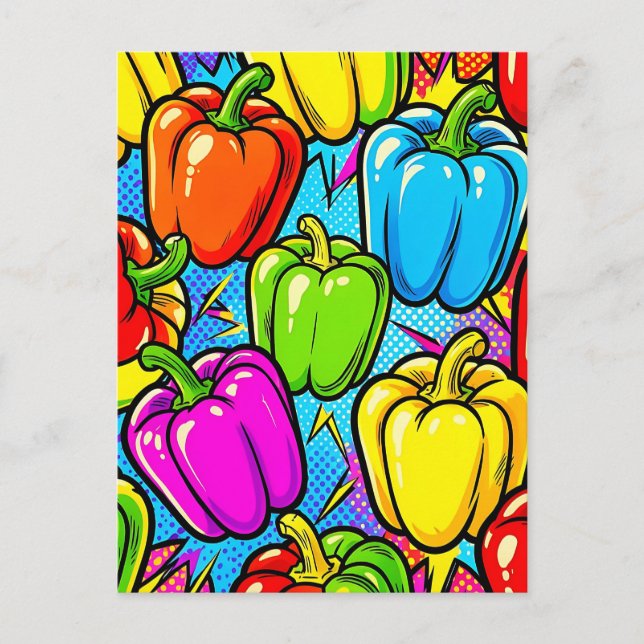 Pop-Art-Glockenpaprika-Muster Postkarte (Vorderseite)