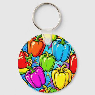 Pop-Art-Glockenpaprika-Muster Schlüsselanhänger