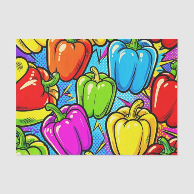 Pop-Art-Glockenpaprika-Muster Seidenpapier (Vorderseite)