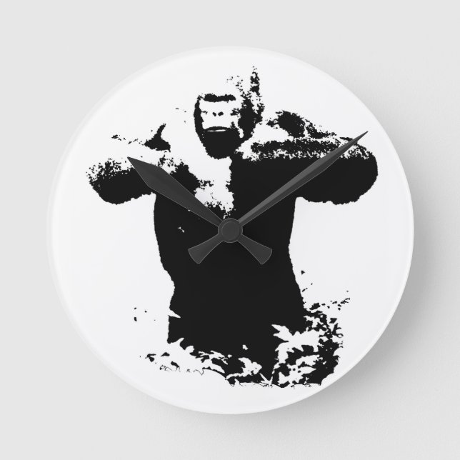 Pop Art Gorilla Beatmung Brust Akrylic Wand-Uhr Runde Wanduhr (Vorderseite)