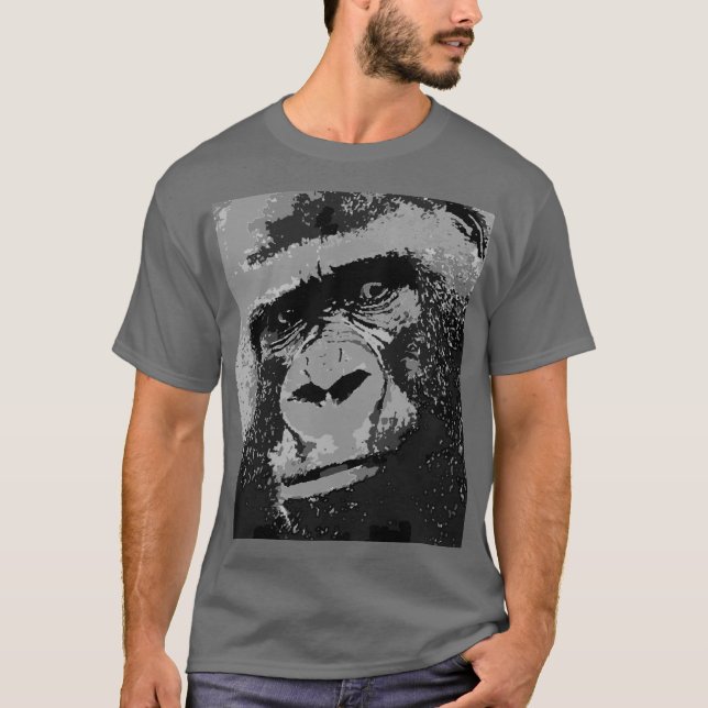 Pop Art Gorilla Dark Gray T-Shirt (Vorderseite)