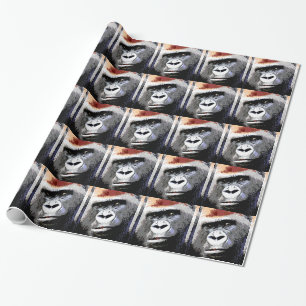 Pop-Art-Gorilla-Gesichter Weihnachtspapier Geschenkpapier