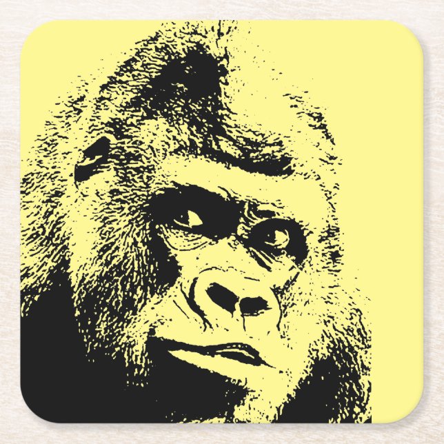 Pop Art Gorilla Rechteckiger Pappuntersetzer (Vorderseite)
