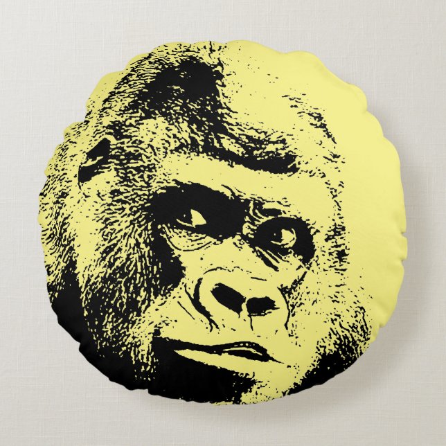 Pop Art Gorilla Rundes Kissen (Vorderseite)
