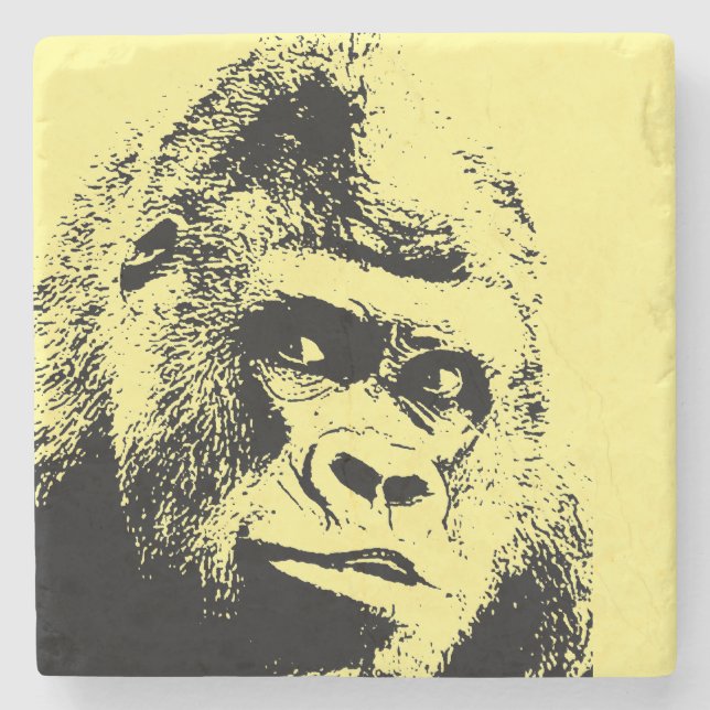 Pop Art Gorilla Steinuntersetzer (Vorderseite)