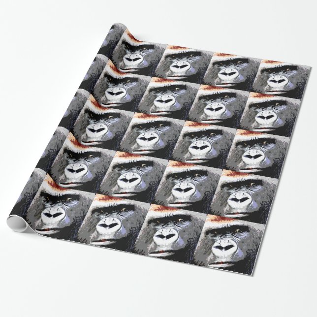 Pop Art Gorilla stellt Weihnachtswrapping Paper Geschenkpapier (Ungerollt)