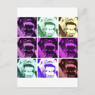 Pop-Art Gorillagesichter Postkarte