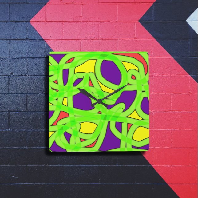 Pop Art Graffiti Quadratische Wanduhr (Von Creator hochgeladen)
