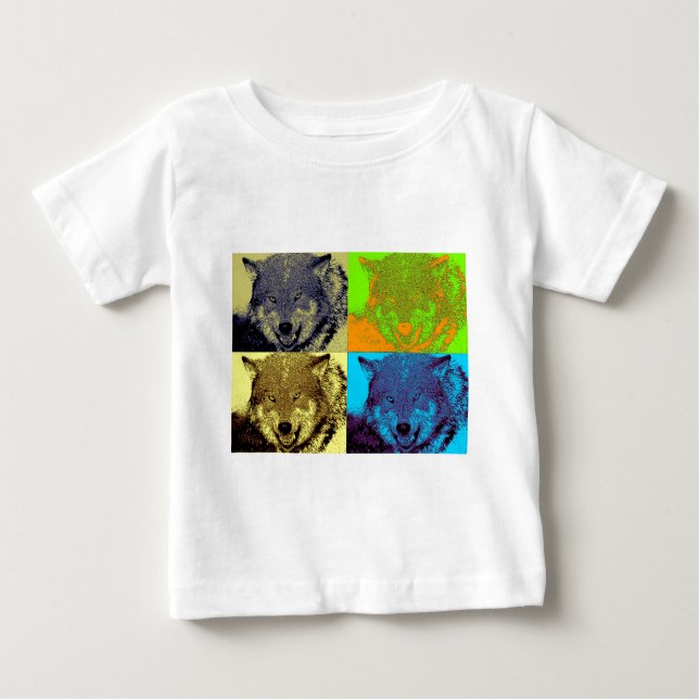 Pop Art Gray Wolf Baby T-shirt (Vorderseite)