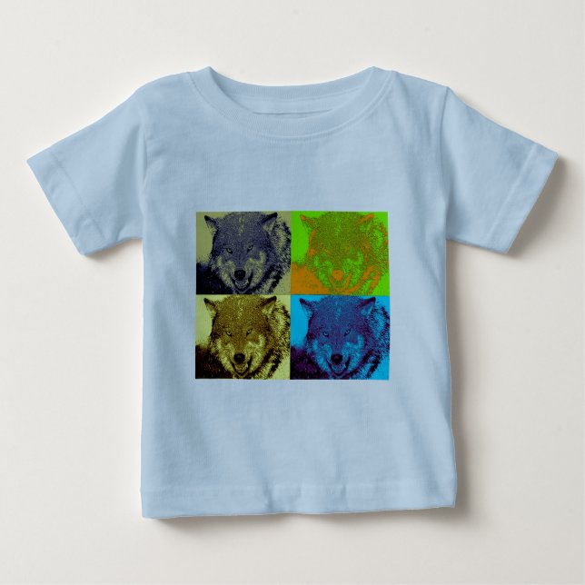 Pop Art Gray Wolf Baby T-shirt (Vorderseite)