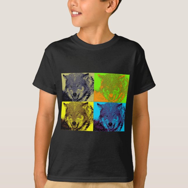 Pop Art Gray Wolf T-Shirt (Vorderseite)