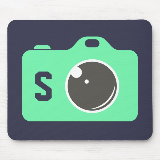 Pop Art Green Camera Blue Monogram Mousepad (Vorne)