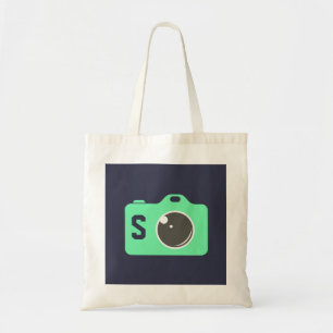 Pop Art Green Camera Blue Monogram Tragetasche