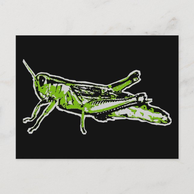 Pop Art Green Grasshopper Postkarte (Vorderseite)