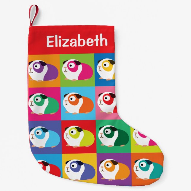 Pop Art Guinea Schweine Kleiner Weihnachtsstrumpf (Vorderseite)