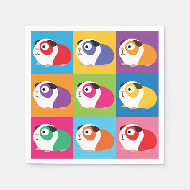 Pop Art Guinea Schweine Serviette (Vorderseite)