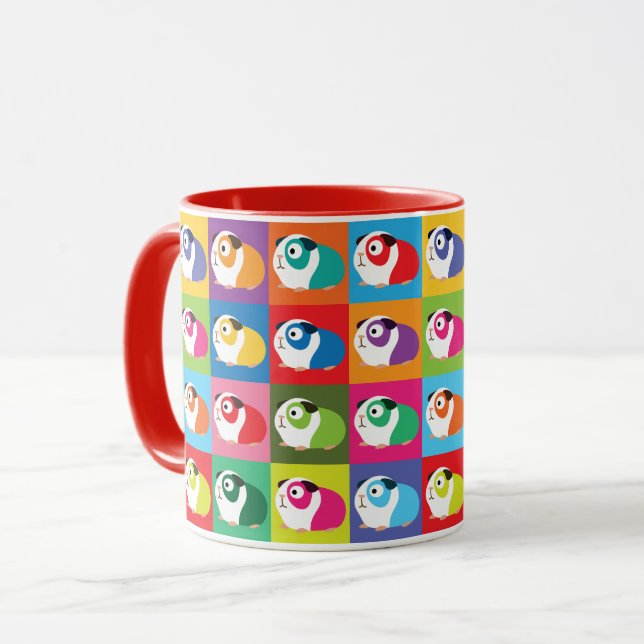 Pop Art Guinea Schweine Tasse (Vorderseite Links)