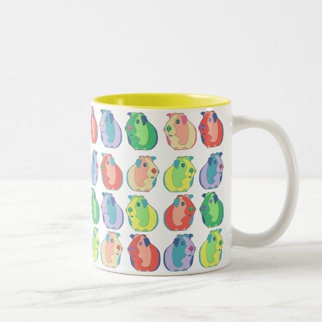 Pop Art Guinea Schweinepatch Zweifarbige Tasse (Rechts)