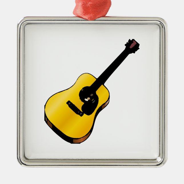 Pop Art Guitar Ornament Aus Metall (Vorne)