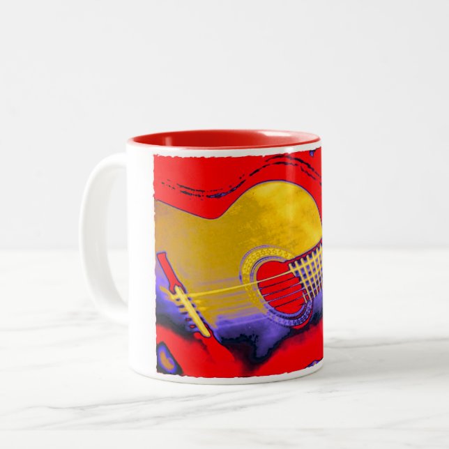 Pop Art Guitar Zweifarbige Tasse (Vorderseite Links)