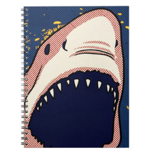 Pop-Art-Hai-Schlund-Raster-Comic-Panel Notizblock