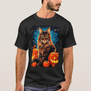 Pop-Art-Halloween-Maine-Coon-Katze T-Shirt