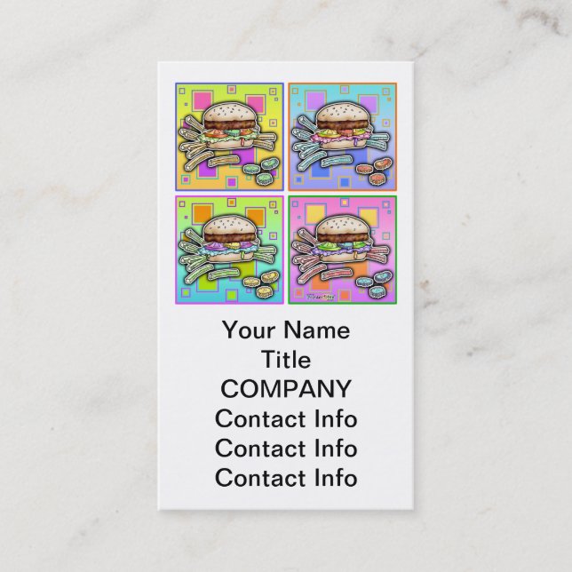 Pop Art HAMBURGER BUSINESS CARD Visitenkarte (Vorderseite)