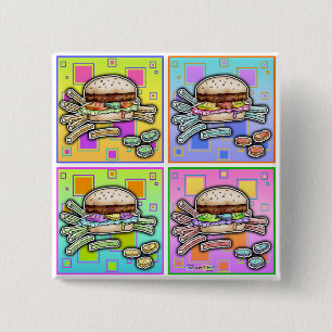 Pop Art HAMBURGER BUTTON
