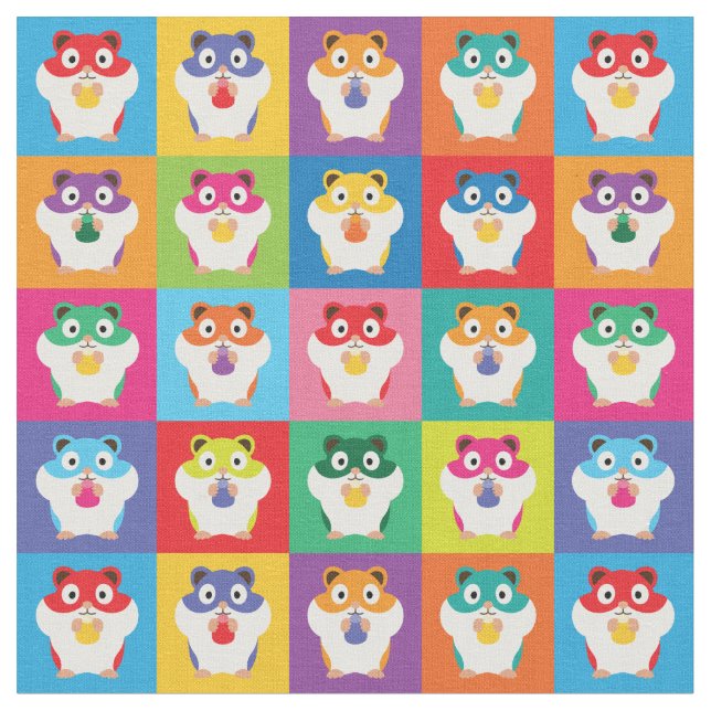 Pop Art Hamsters Fabric Stoff (Nahaufnahme)