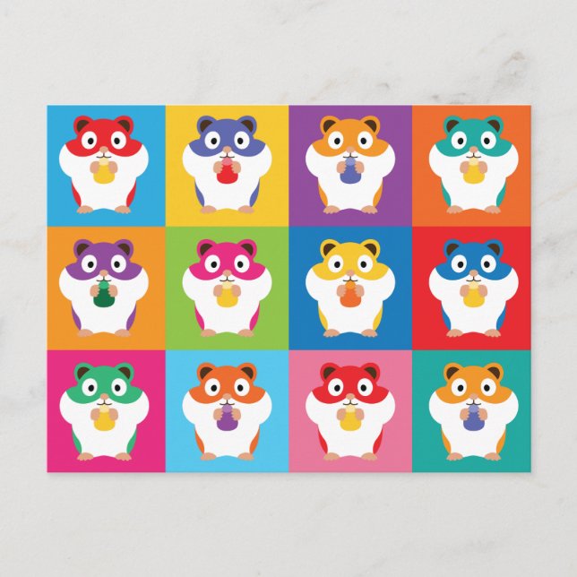 Pop Art Hamsters Postcard Postkarte (Vorderseite)
