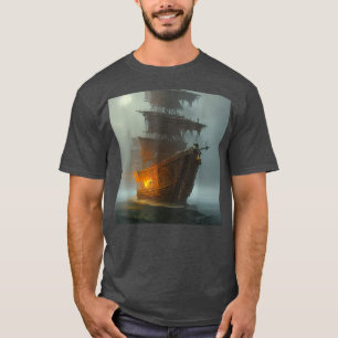 Pop Art Haunted Pirate Ship Gasparilla Yacht Boat T-Shirt