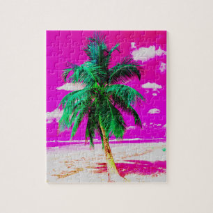 Pop Art Hawaii Island Travel Beach Palm Tree Puzzle