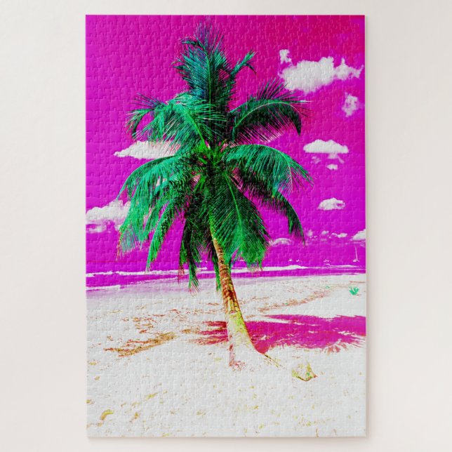 Pop Art Hawaii Island Travel Beach Palm Tree Puzzle (Vertikal)