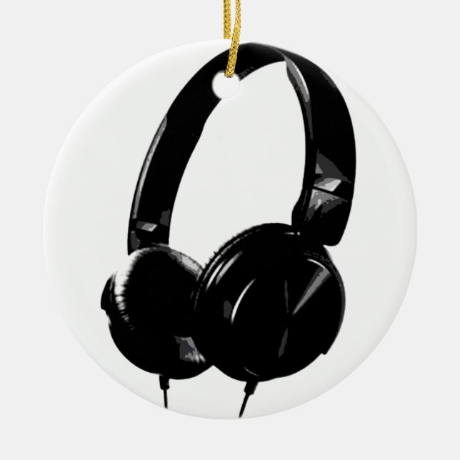 Pop Art Headphone Keramik Ornament (Vorne)