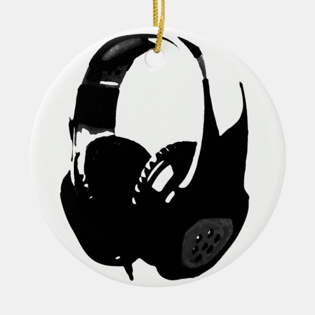 Pop Art Headphone Keramik Ornament (Vorne)