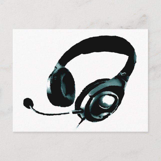 Pop Art Headphone Postkarte (Vorderseite)