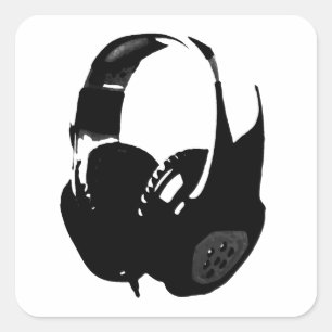 Pop Art Headphone Quadratischer Aufkleber