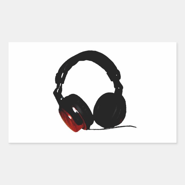 Pop Art Headphone Rechteckiger Aufkleber (Vorderseite)