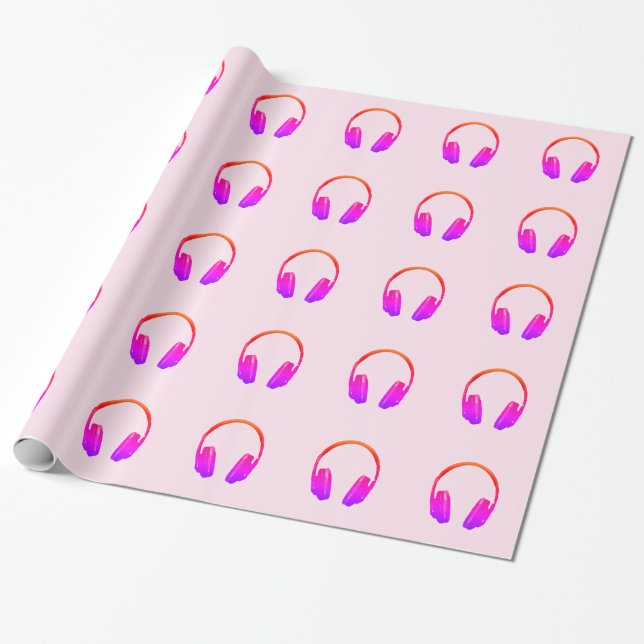Pop Art Headphone Retro Vintag Style Geschenkpapier (Ungerollt)