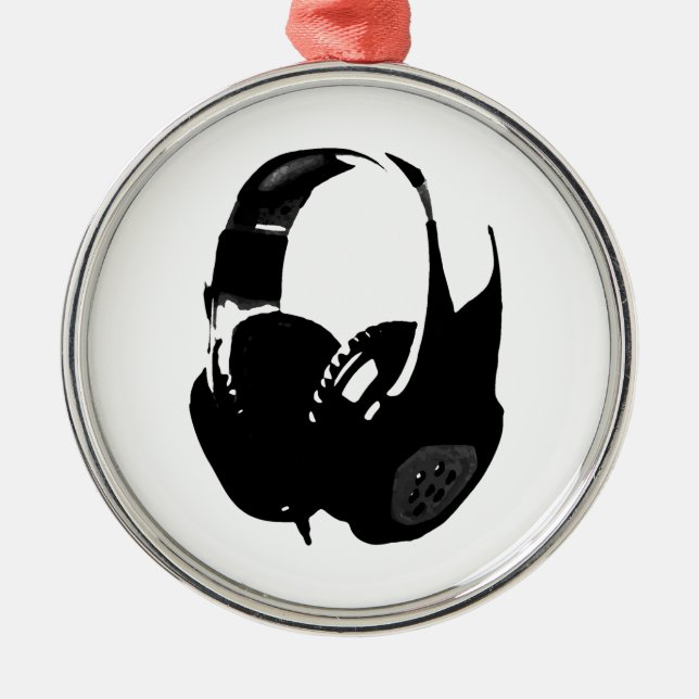 Pop Art Headphone Silbernes Ornament (Vorne)