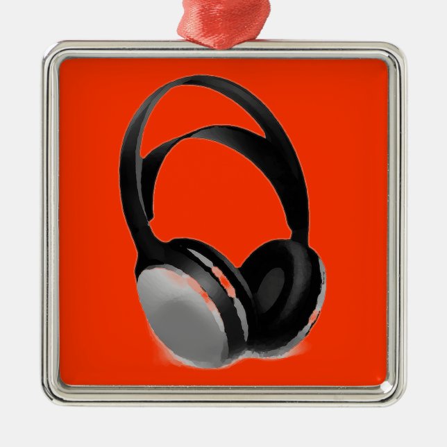 Pop Art Headphone Silbernes Ornament (Vorne)