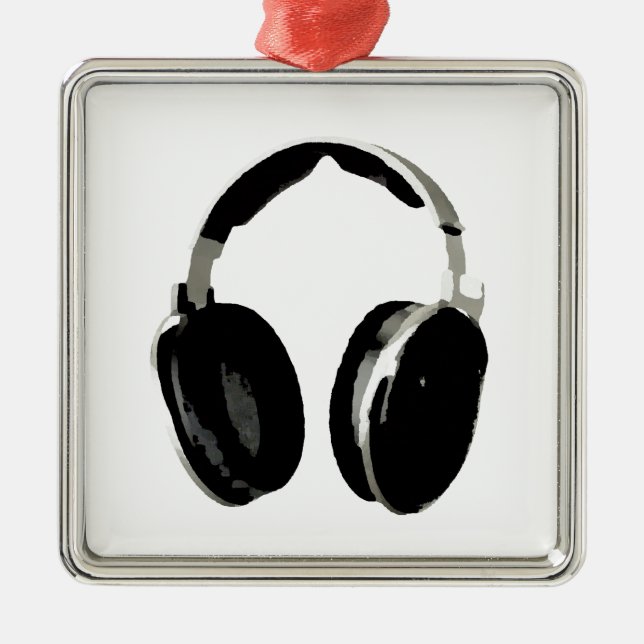 Pop Art Headphone Silbernes Ornament (Vorne)