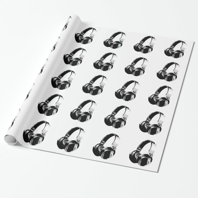 Pop Art Headphone Weihnachtswrapping Paper Geschenkpapier (Ungerollt)
